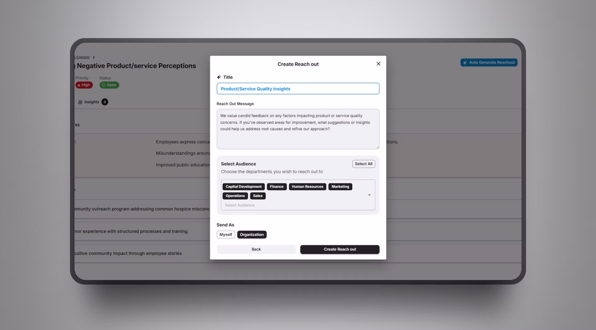 Lyssin product screenshot showing the AI-powered feedback system